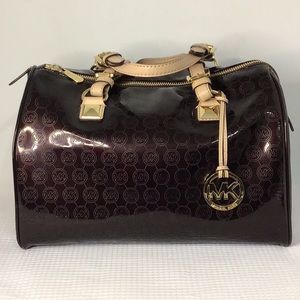 Micheal Kors Never Used, Like New Dark Brown Signature MK Design Duffle Handbag